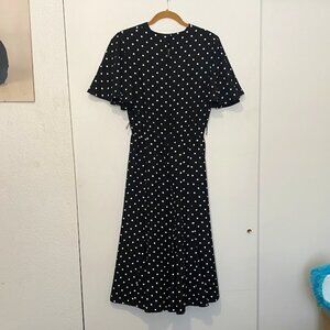 Black and white polka dot mid length dress, size medium.